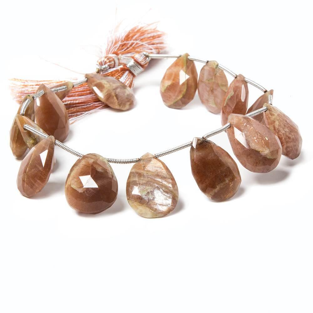 19x14mm-21x15.5mm Sunstone Faceted Pear Beads 8.5 inch 14 pieces - The Bead Traders