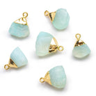 19x15mm Gold Leafed Blue Hammer Faceted Trillion Pendant - The Bead Traders