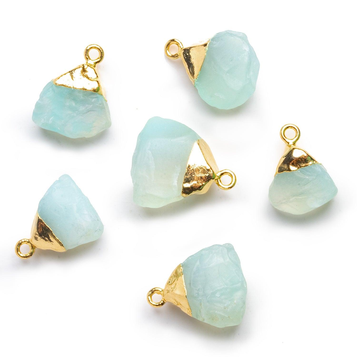 19x15mm Gold Leafed Blue Hammer Faceted Trillion Pendant - The Bead Traders
