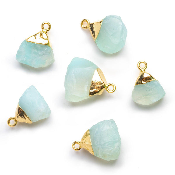 19x15mm Gold Leafed Blue Hammer Faceted Trillion Pendant