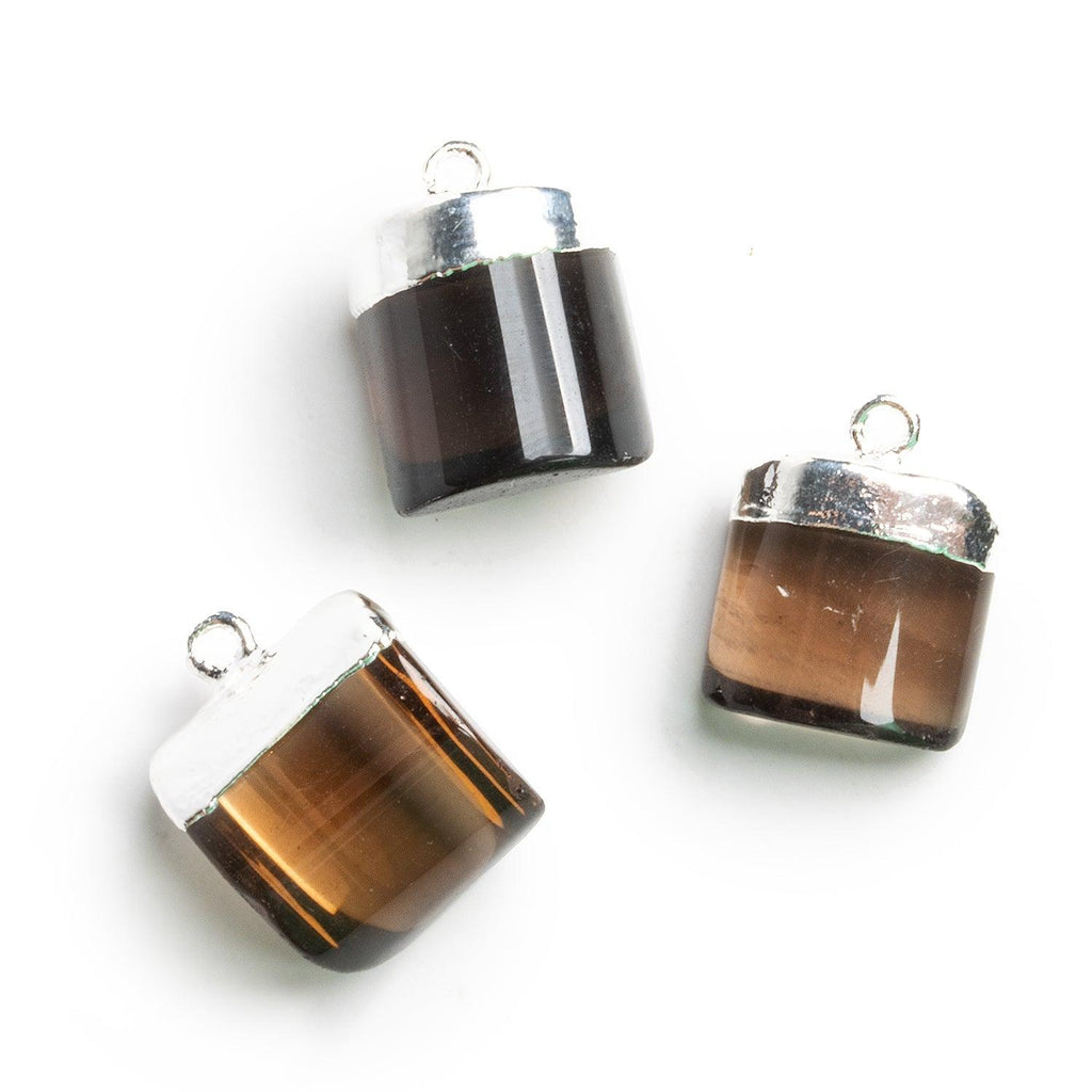 19x15mm Silver Leafed Smoky Quartz Brush 1 Bead - The Bead Traders