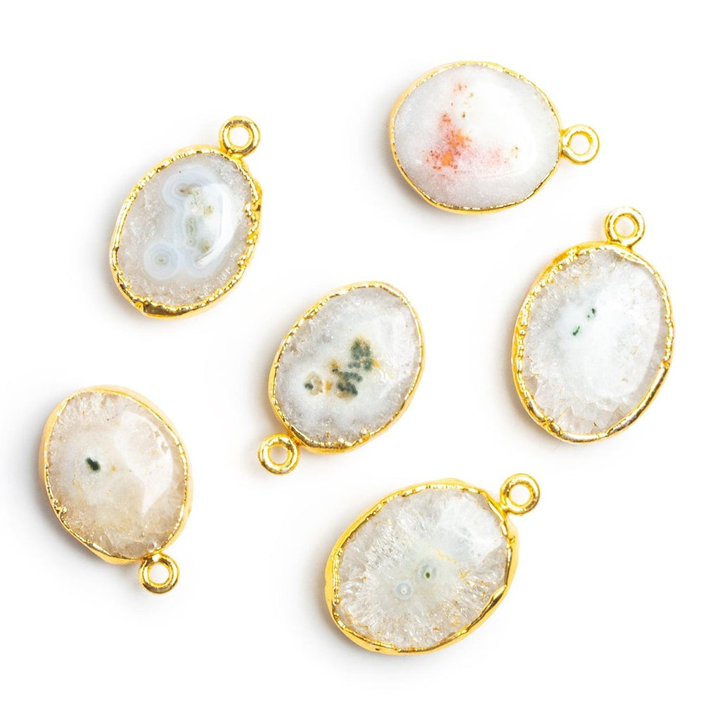 19x16mm Gold Leafed Solar Quartz Oval Pendant 1 piece - The Bead Traders