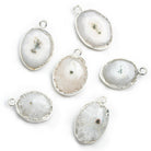 19x16mm Silver Leafed Solar Quartz Oval Pendant 1 piece - The Bead Traders