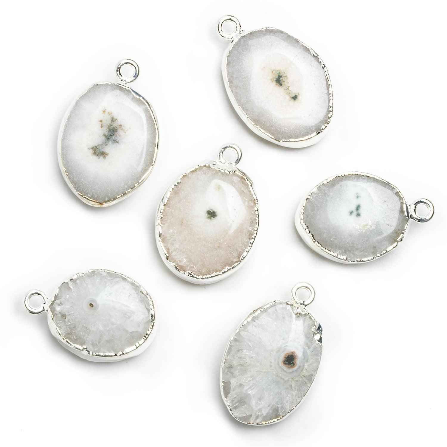 19x16mm Silver Leafed Solar Quartz Oval Pendant 1 piece - The Bead Traders