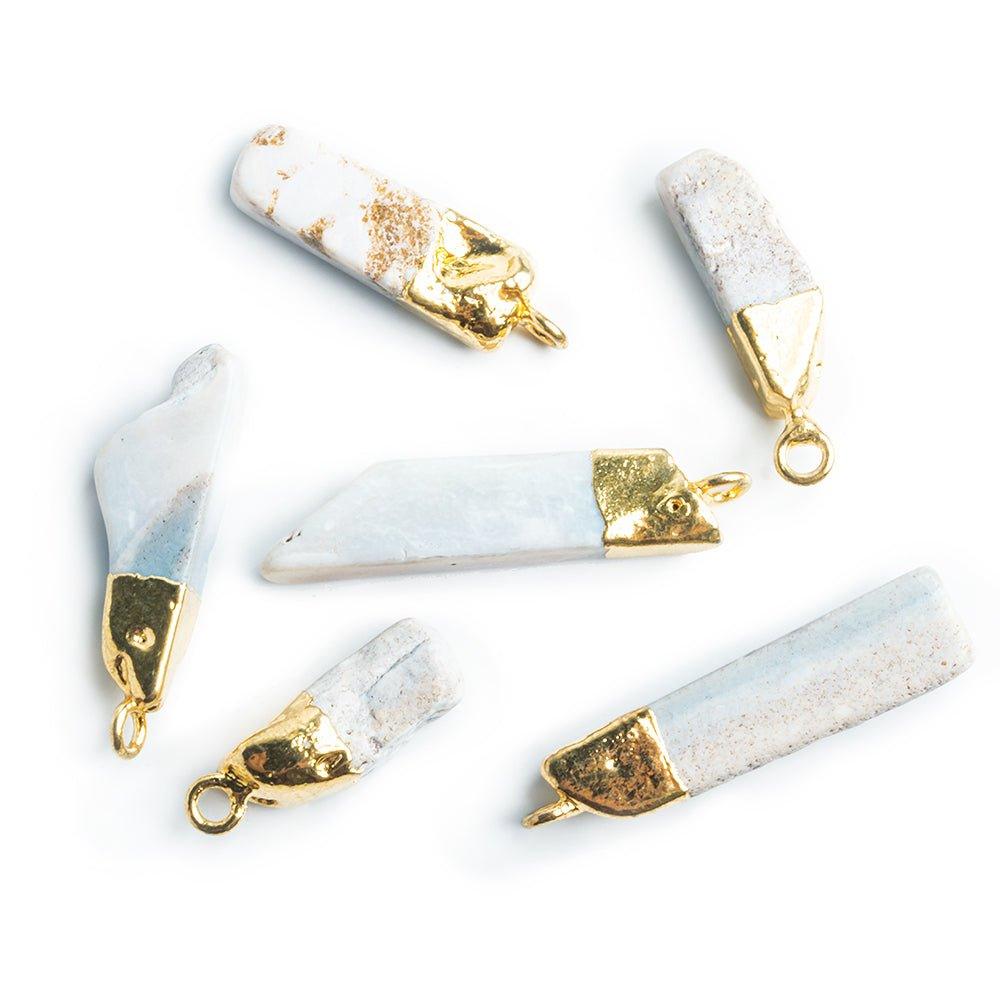 19x6mm-30x10mm Gold Leafed Australian Opal Natural Crystal Focal Pendant 1 Piece - The Bead Traders