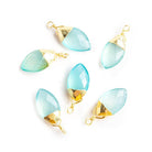 19x8 Gold Leafed Seafoam Blue Chalcedony Faceted Marquise Focal Pendant 1 Piece - The Bead Traders