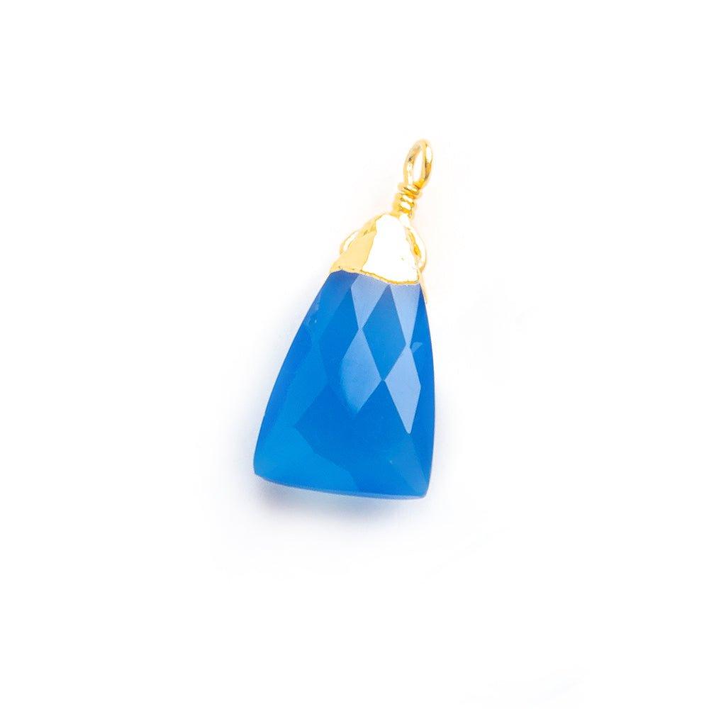 19x9mm-20.5x10mm Gold Leafed Santorini Blue Chalcedony Faceted Triangle Focal Pendant 1 Piece - The Bead Traders
