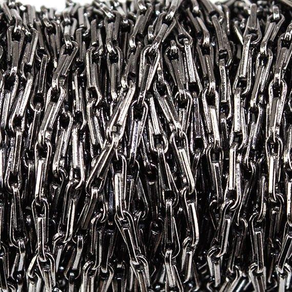 1mm Black Gold plated Tear Drop Link Chain by the Foot - The Bead Traders