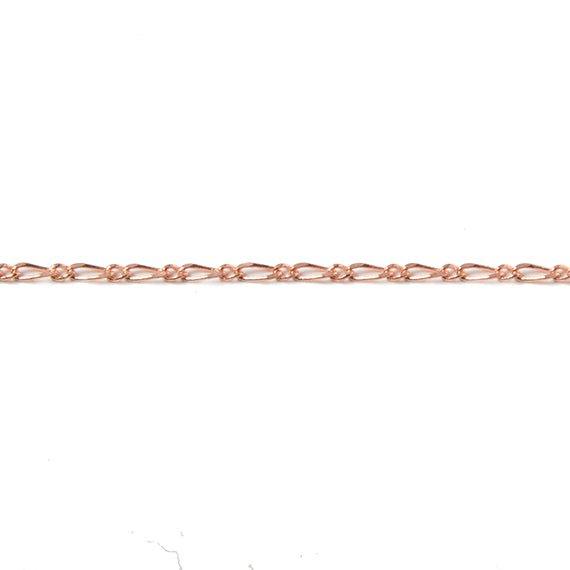 1mm Rose Gold plated Figaro Link Chain sold by the foot - The Bead Traders