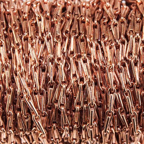 1mm Rose Gold plated Tear Drop Link Chain by the Foot - The Bead Traders