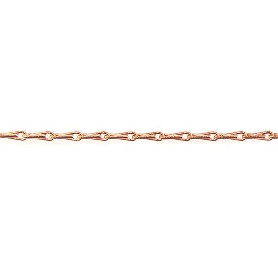 1mm Rose Gold plated Tear Drop Link Chain by the Foot - The Bead Traders