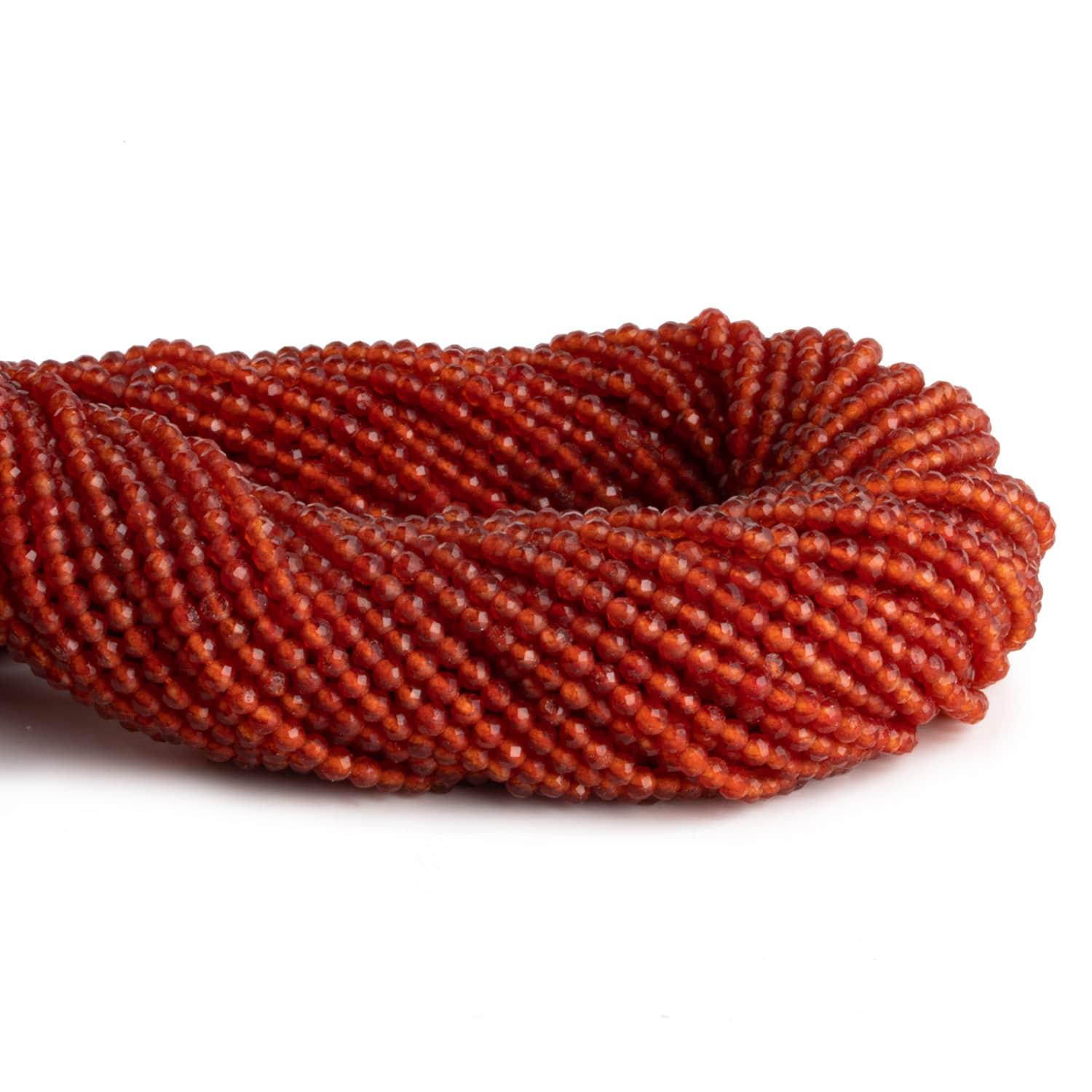 2-2.2mm Carnelian Microfaceted Rounds 12 inch 130 beads - The Bead Traders