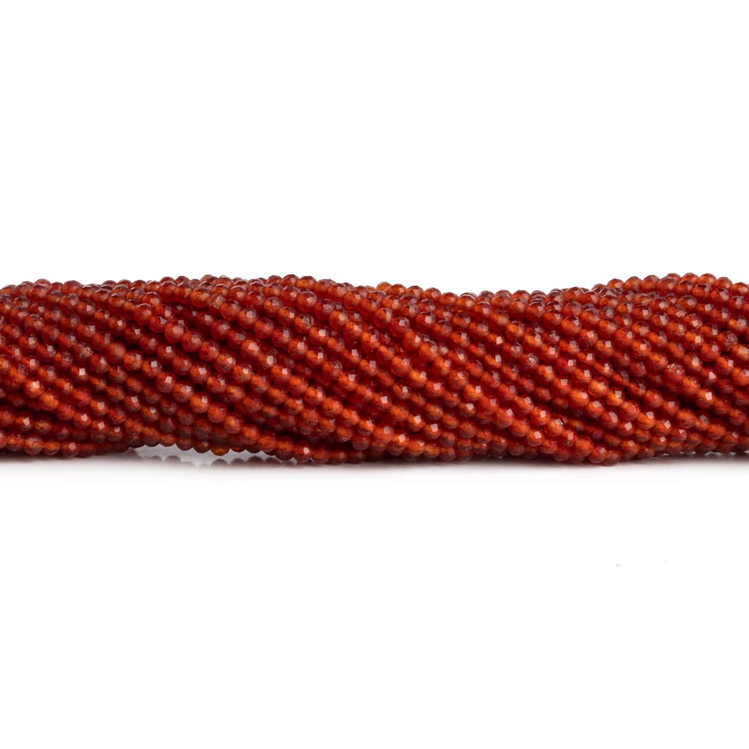 2-2.2mm Carnelian Microfaceted Rounds 12 inch 130 beads - The Bead Traders