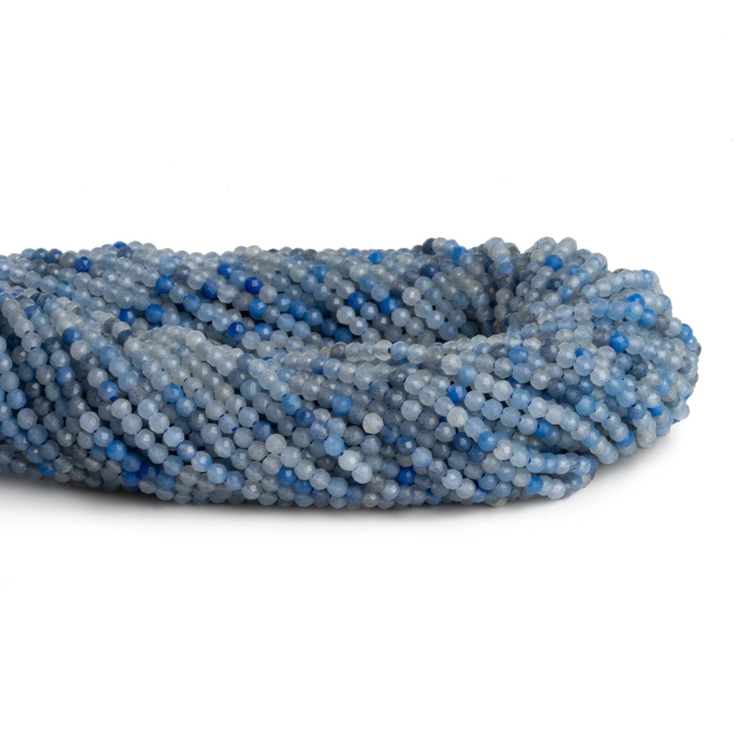 2-2.2mm Cobalt Blue Chalcedony Microfaceted Rounds 12 inch 130 beads - The Bead Traders