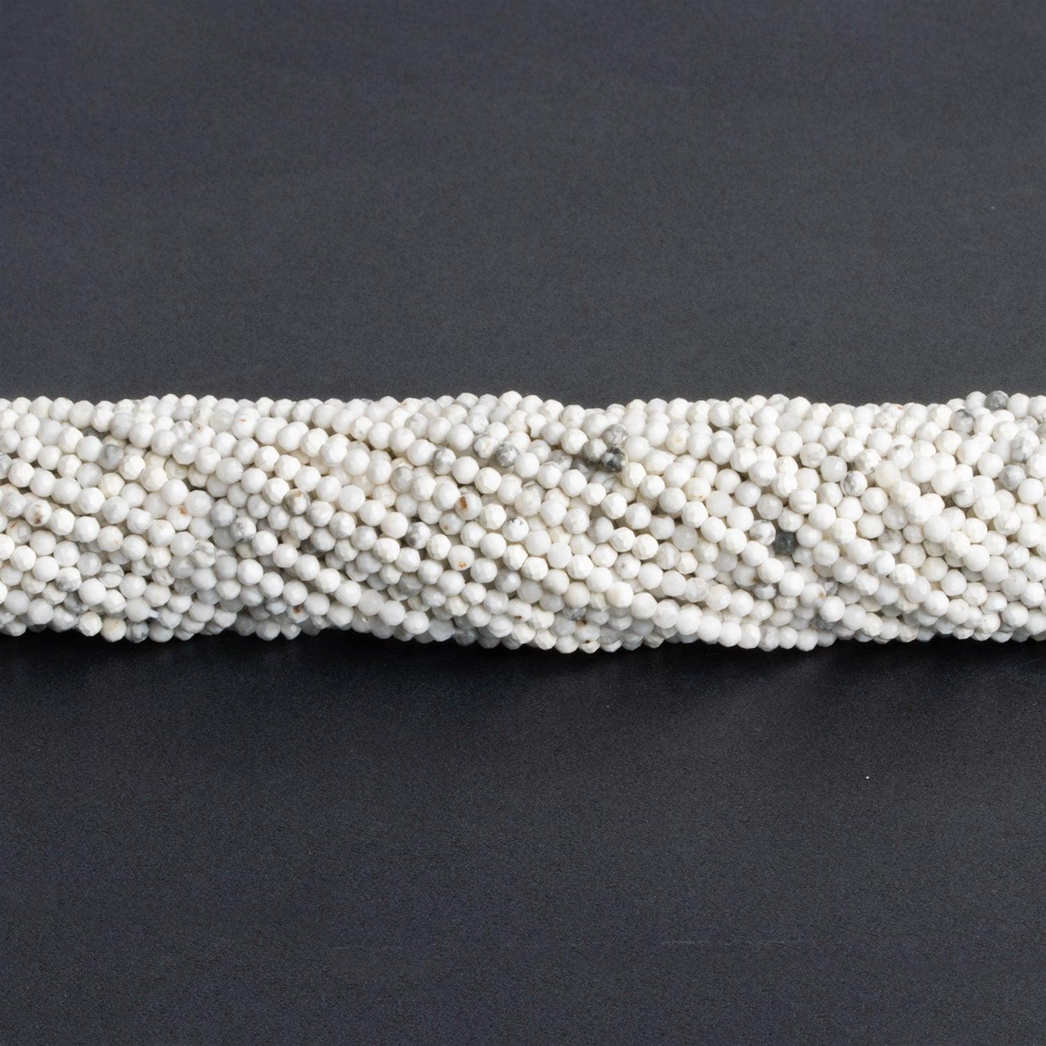 2-2.2mm Howlite Microfaceted Rounds 12 inch 130 beads - The Bead Traders