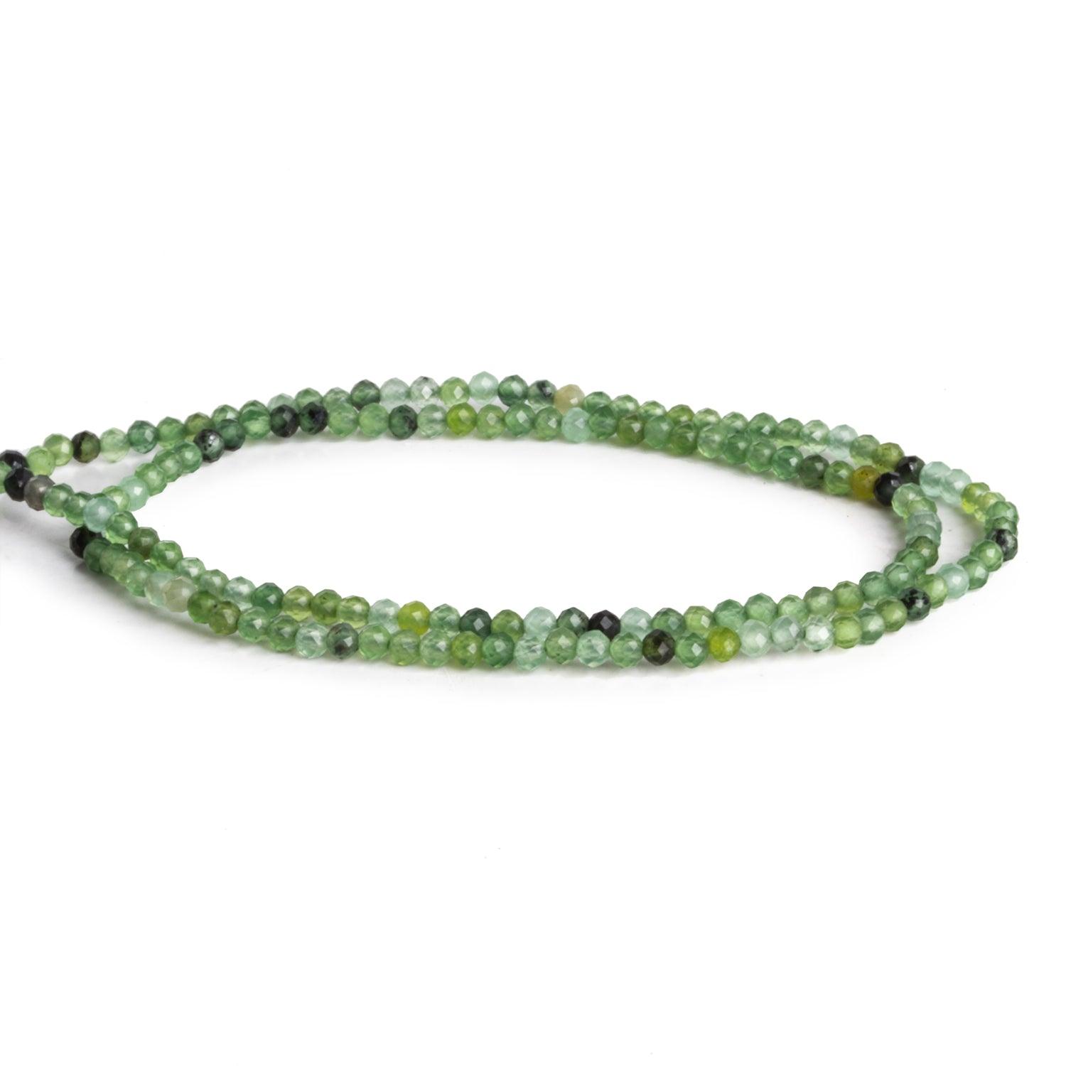 2-2.2mm Prehnite Microfaceted Rounds 12 inch 130 beads - The Bead Traders