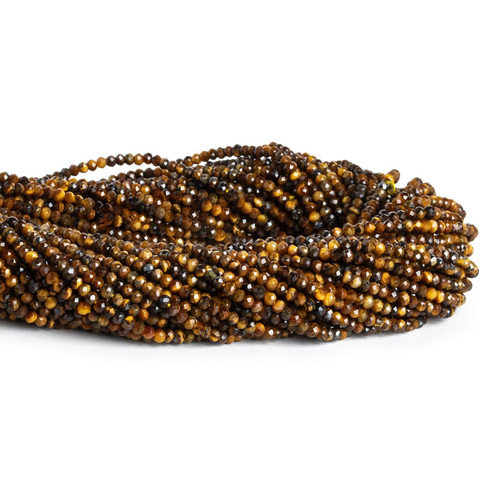 2-2.2mm Tiger's Eye Microfaceted Rounds 12 inch 130 beads - The Bead Traders