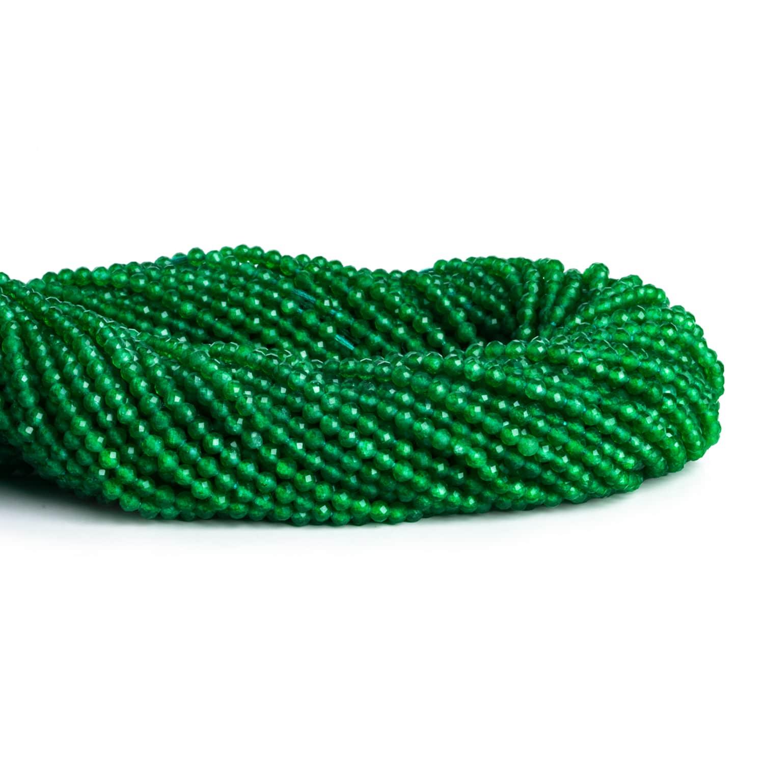 2-2.5mm Green Onyx Microfaceted Rounds 12 inch 130 beads - The Bead Traders