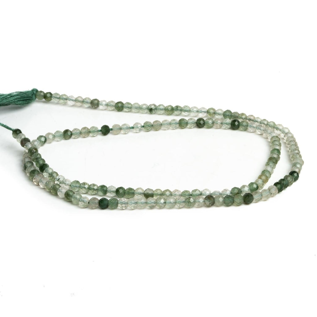 2-2.5mm Green Tourmalinated Quartz Microfaceted Rounds 12 inch 140 beads - The Bead Traders