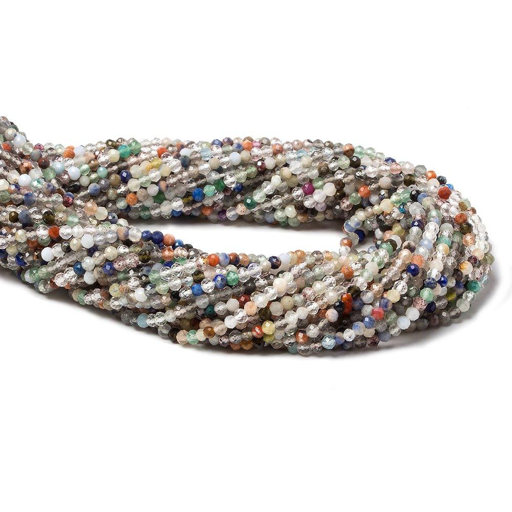 2-2.5mm Multi Gemstone Micro Faceted rondelle beads 13 inch 140 pieces - The Bead Traders
