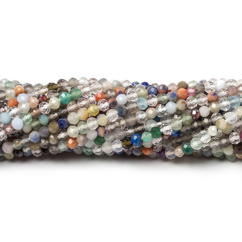 2-2.5mm Multi Gemstone Micro Faceted rondelle beads 13 inch 140 pieces - The Bead Traders
