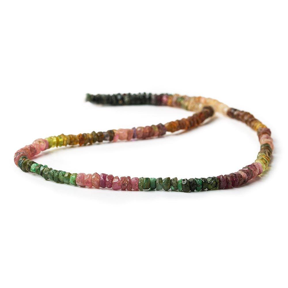 2-4mm Multi Color Tourmaline Native Faceted Rondelle Beads - The Bead Traders