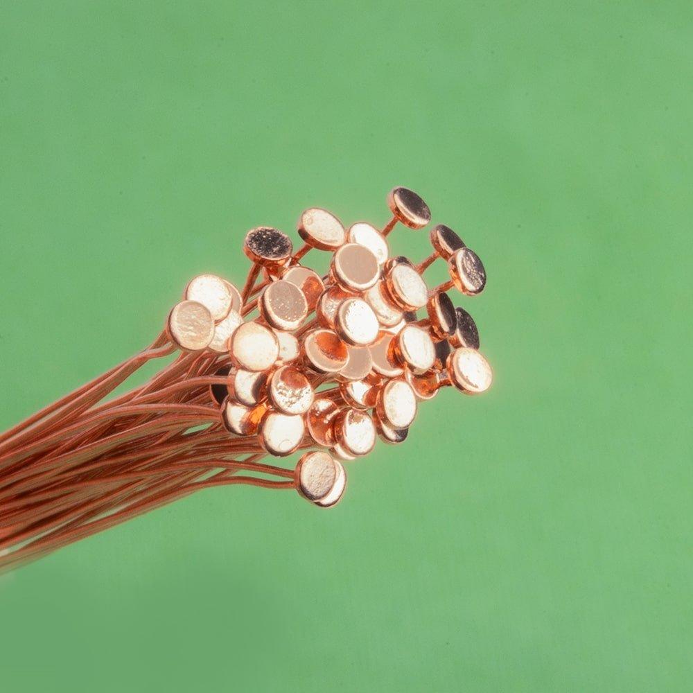 2 inch Copper Headpin with flat circular head 28 Gauge 22 pieces - The Bead Traders