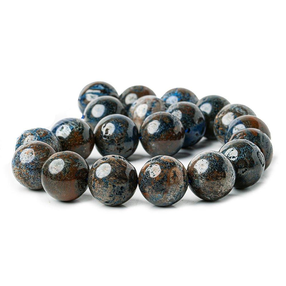 20mm Blue Coral plain round beads 15.5 inch 20 pieces - The Bead Traders