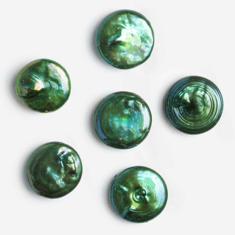 20mm Forest Green Coin Pearl Focal 1 Piece - The Bead Traders