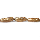 20mm Golden Copper Straight Drilled Biwa Freshwater Pearls, 15 inch - The Bead Traders