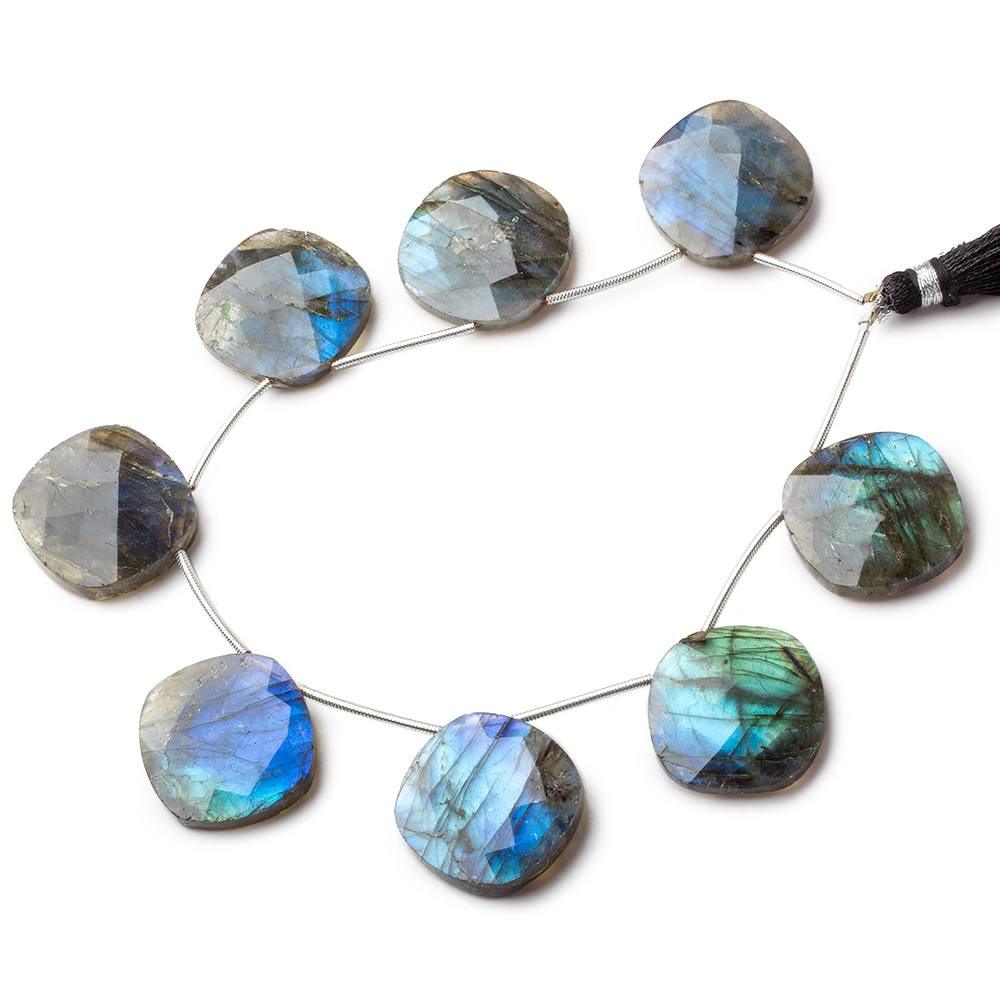 20mm Labradorite top drilled faceted square cushion beads 7.5 inch 8 pieces - The Bead Traders