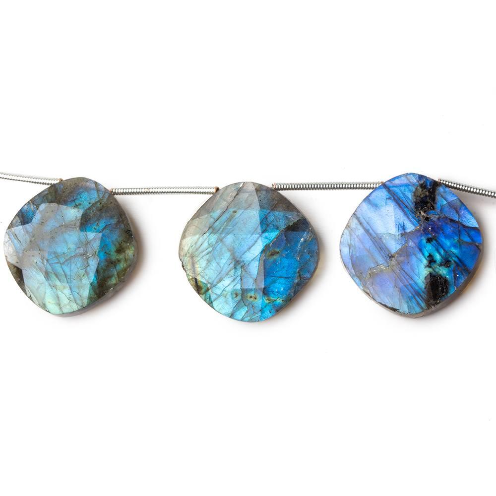 20mm Labradorite top drilled faceted square cushion beads 7.5 inch 8 pieces - The Bead Traders