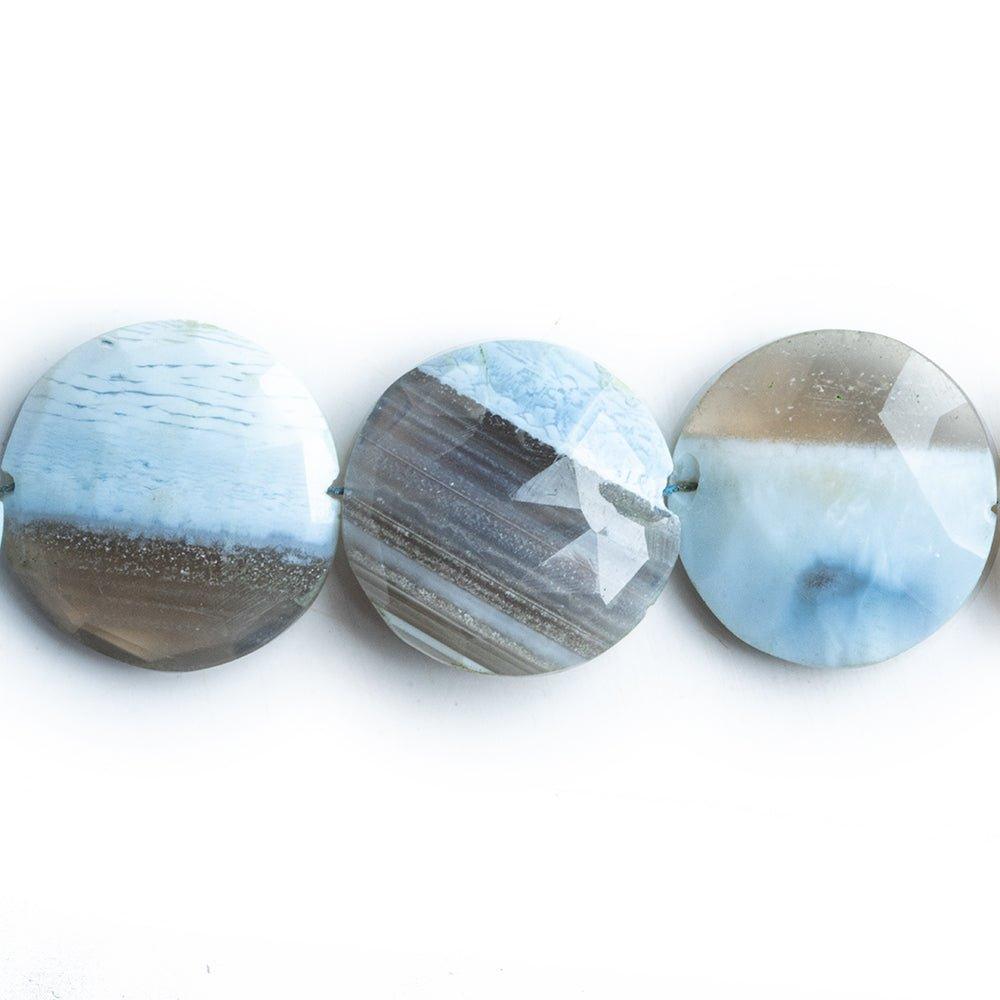 20mm Owyhee Denim Blue Opal faceted coins 8.5 inch 12 beads - The Bead Traders
