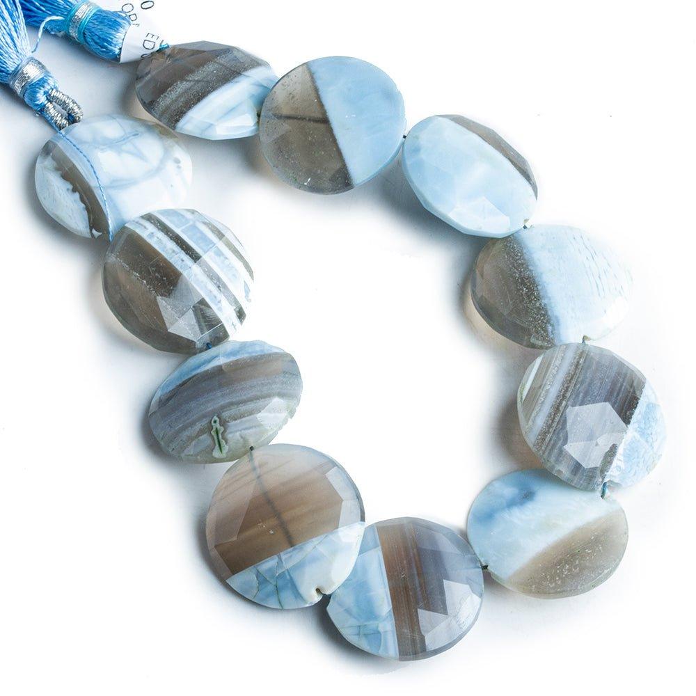 20mm Owyhee Denim Blue Opal faceted coins 8.5 inch 12 beads - The Bead Traders