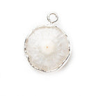 20mm Silver Leafed Solar Quartz Coin Pendant 1 piece 17mm average size - The Bead Traders