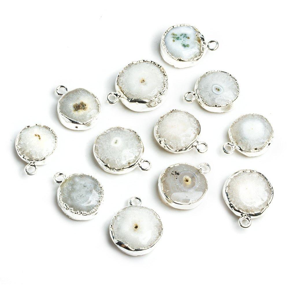 20mm Silver Leafed Solar Quartz Coin Pendant 1 piece 17mm average size - The Bead Traders