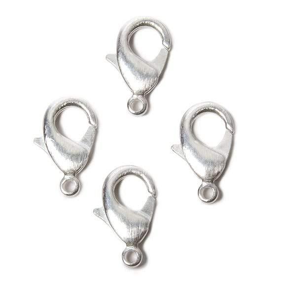 20mm Sterling Silver plated Brushed Lobster Clasp Set of 4 - The Bead Traders