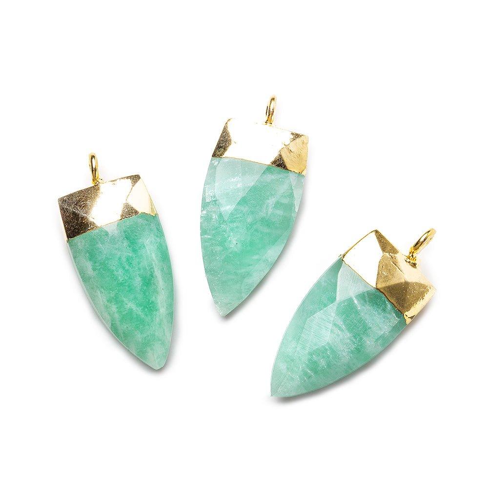 20x10mm Gold Leafed Amazonite faceted point focal Pendant 1 piece - The Bead Traders