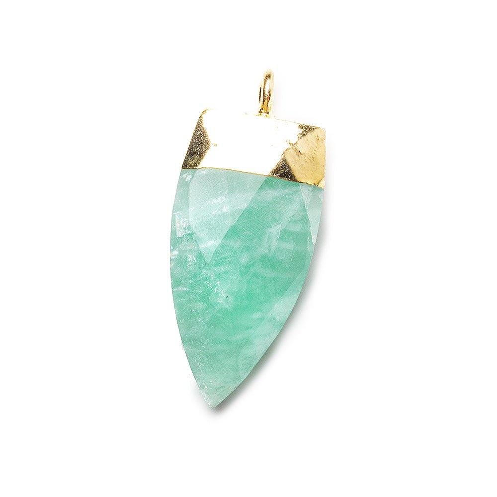 20x10mm Gold Leafed Amazonite faceted point focal Pendant 1 piece - The Bead Traders