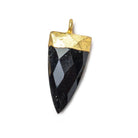 20x10mm Gold Leafed Black Chalcedony faceted point focal Pendant 1 piece - The Bead Traders