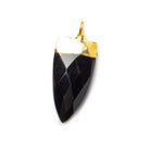 20x10mm Gold Leafed Black Chalcedony faceted point focal Pendant 1 piece - The Bead Traders