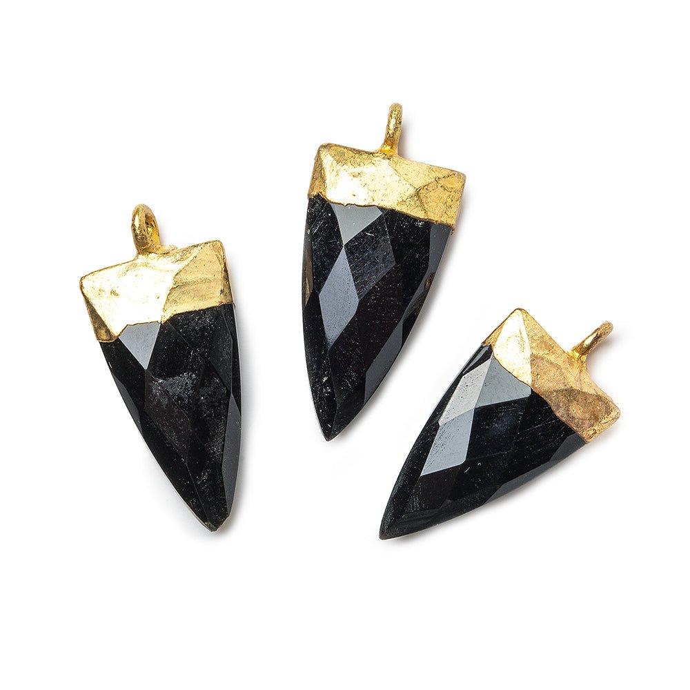 20x10mm Gold Leafed Black Chalcedony faceted point focal Pendant 1 piece - The Bead Traders