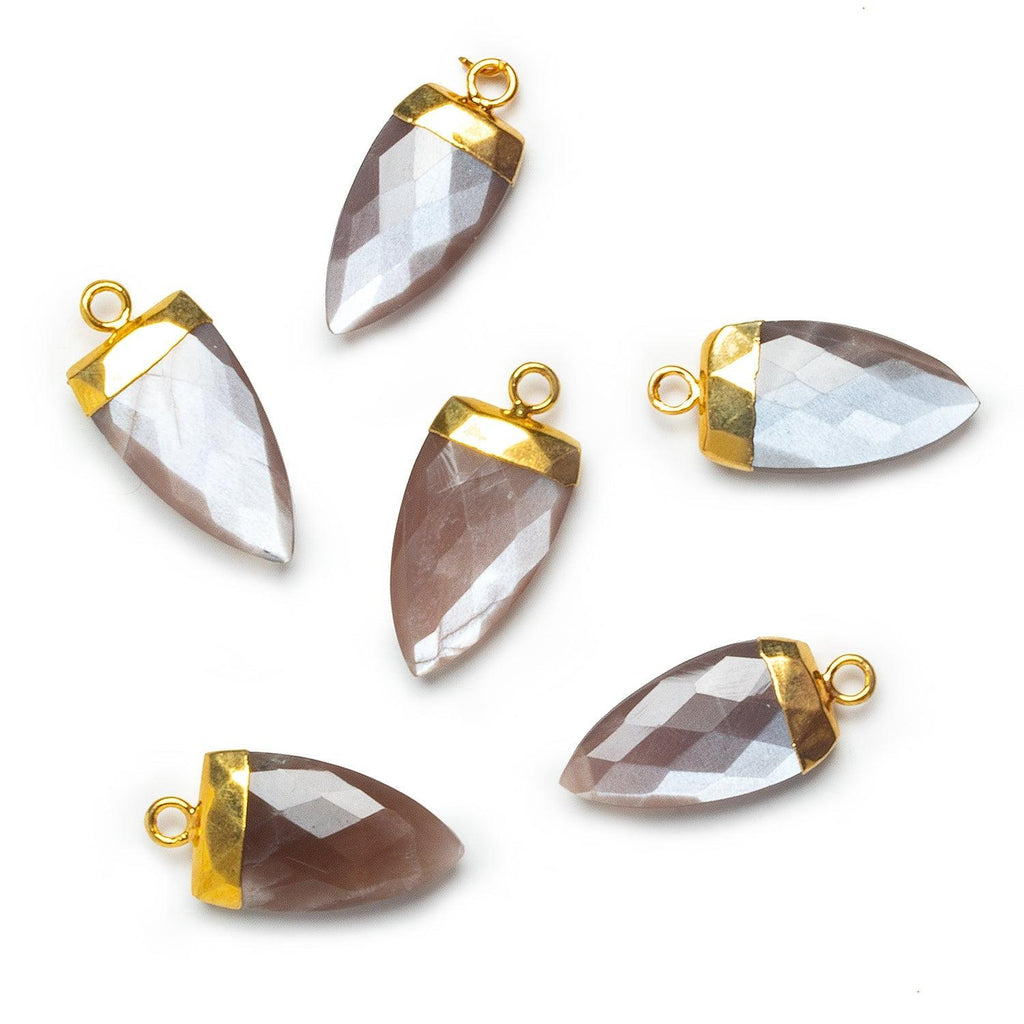 20x10mm Gold Leafed Chocolate Moonstone Point Pendant 1 piece - The Bead Traders