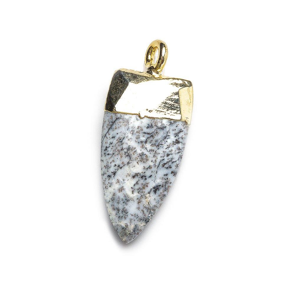 20x10mm Gold Leafed Dendritic Opal faceted point focal Pendant 1 piece - The Bead Traders