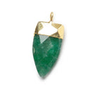 20x10mm Gold Leafed Green Aventurine faceted point focal Pendant 1 piece - The Bead Traders