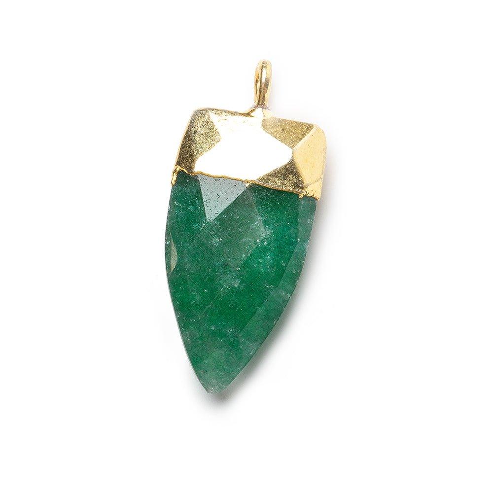 20x10mm Gold Leafed Green Aventurine faceted point focal Pendant 1 piece - The Bead Traders