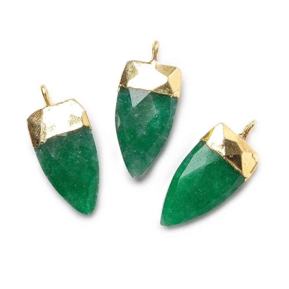20x10mm Gold Leafed Green Aventurine faceted point focal Pendant 1 piece - The Bead Traders