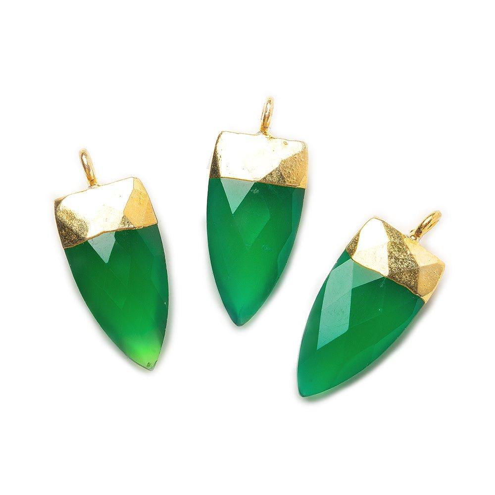 20x10mm Gold Leafed Green Onyx faceted point focal Pendant 1 piece - The Bead Traders