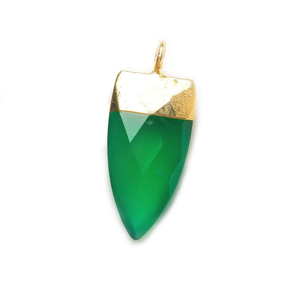 20x10mm Gold Leafed Green Onyx faceted point focal Pendant 1 piece - The Bead Traders