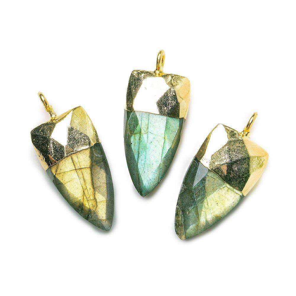 20x10mm Gold Leafed Labradorite faceted point focal Pendant 1 piece - The Bead Traders
